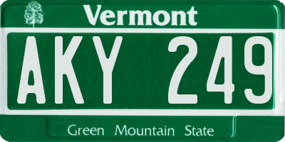 VT license plate AKY249