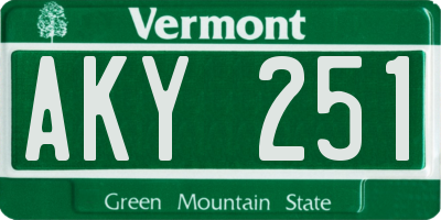 VT license plate AKY251