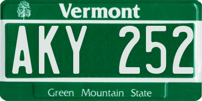 VT license plate AKY252