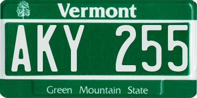 VT license plate AKY255