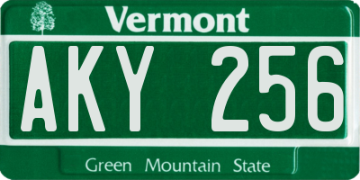 VT license plate AKY256