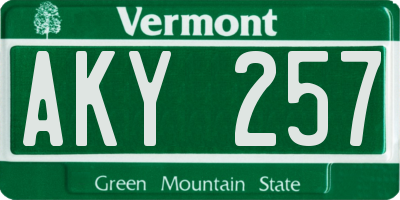VT license plate AKY257