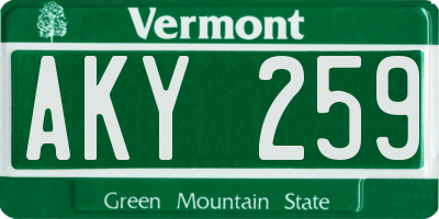 VT license plate AKY259