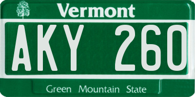 VT license plate AKY260