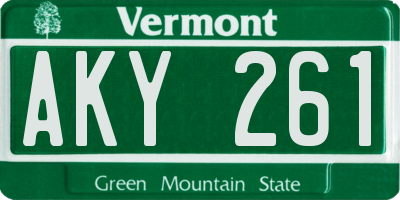 VT license plate AKY261