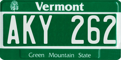 VT license plate AKY262