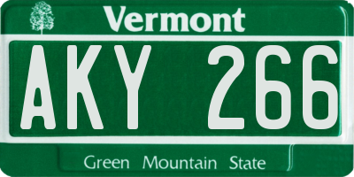 VT license plate AKY266