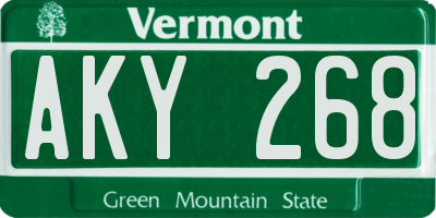VT license plate AKY268