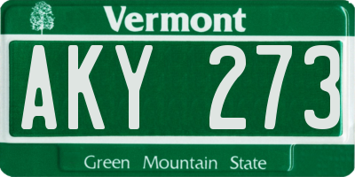 VT license plate AKY273