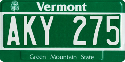 VT license plate AKY275