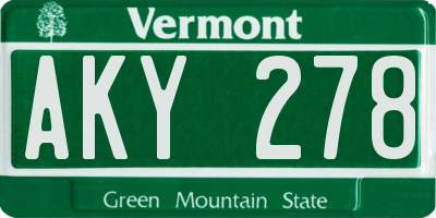 VT license plate AKY278