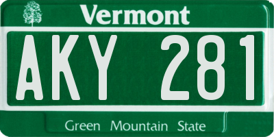 VT license plate AKY281
