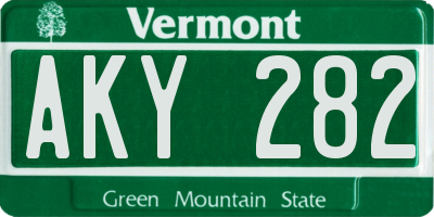VT license plate AKY282