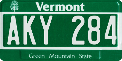 VT license plate AKY284