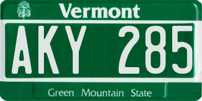 VT license plate AKY285