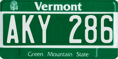 VT license plate AKY286