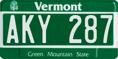 VT license plate AKY287
