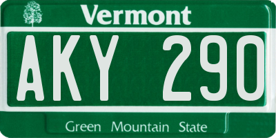 VT license plate AKY290