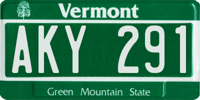 VT license plate AKY291