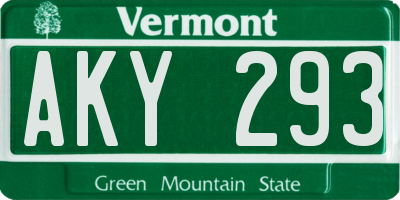 VT license plate AKY293