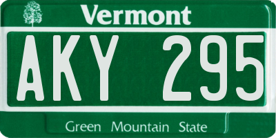 VT license plate AKY295