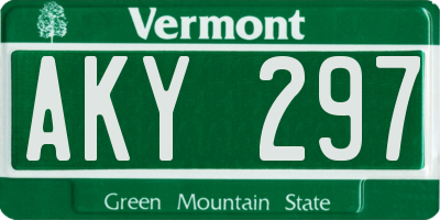 VT license plate AKY297