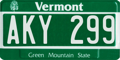 VT license plate AKY299