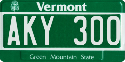 VT license plate AKY300