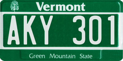 VT license plate AKY301