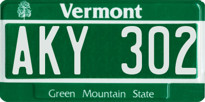 VT license plate AKY302