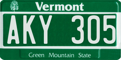 VT license plate AKY305