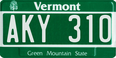 VT license plate AKY310