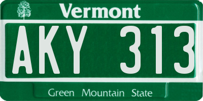 VT license plate AKY313
