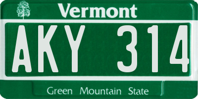 VT license plate AKY314