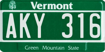 VT license plate AKY316