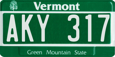 VT license plate AKY317
