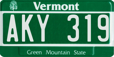 VT license plate AKY319