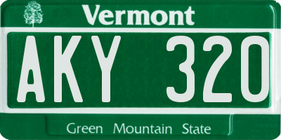 VT license plate AKY320