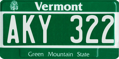 VT license plate AKY322