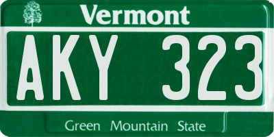 VT license plate AKY323