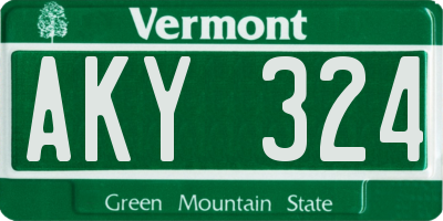 VT license plate AKY324
