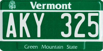 VT license plate AKY325
