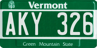 VT license plate AKY326