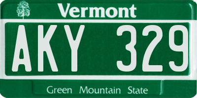 VT license plate AKY329