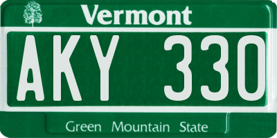 VT license plate AKY330