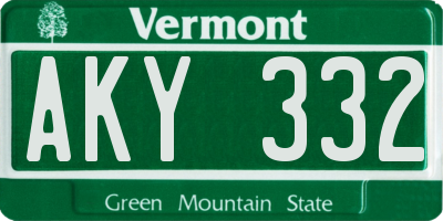 VT license plate AKY332