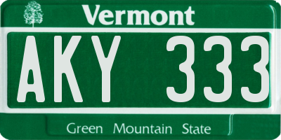 VT license plate AKY333