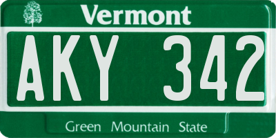VT license plate AKY342