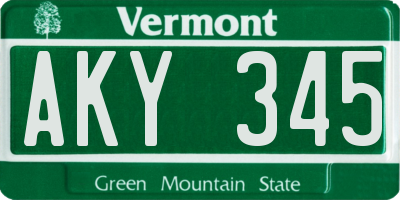 VT license plate AKY345