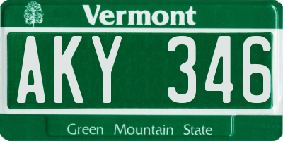 VT license plate AKY346